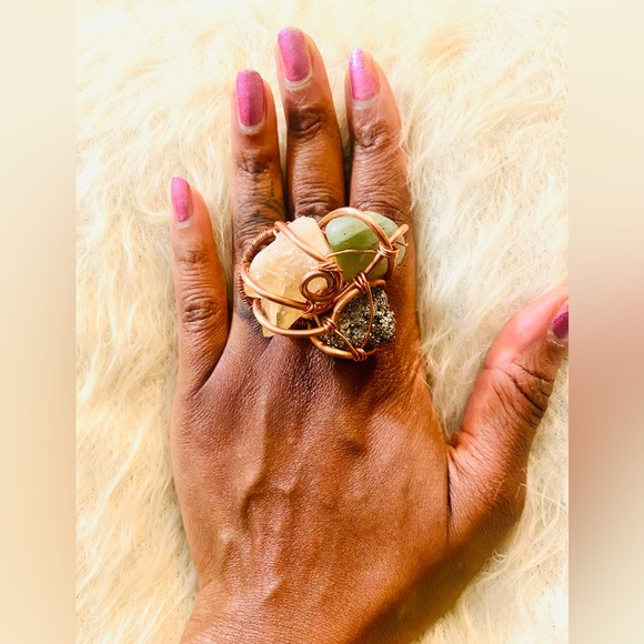 Prosperity Trio Copper Statement Ring 8 (Adjustable|Handmade) - Picture 1 of 6
